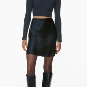 Aritzia black slip satin mini skirt size 0